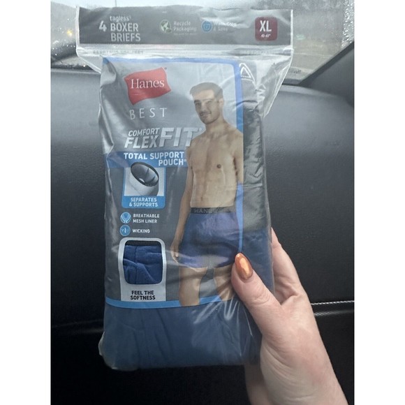 Hanes Men's 4 Pack Total Support Pouch Boxer Brief Size XL Blue Grey Black - Picture 4 of 6